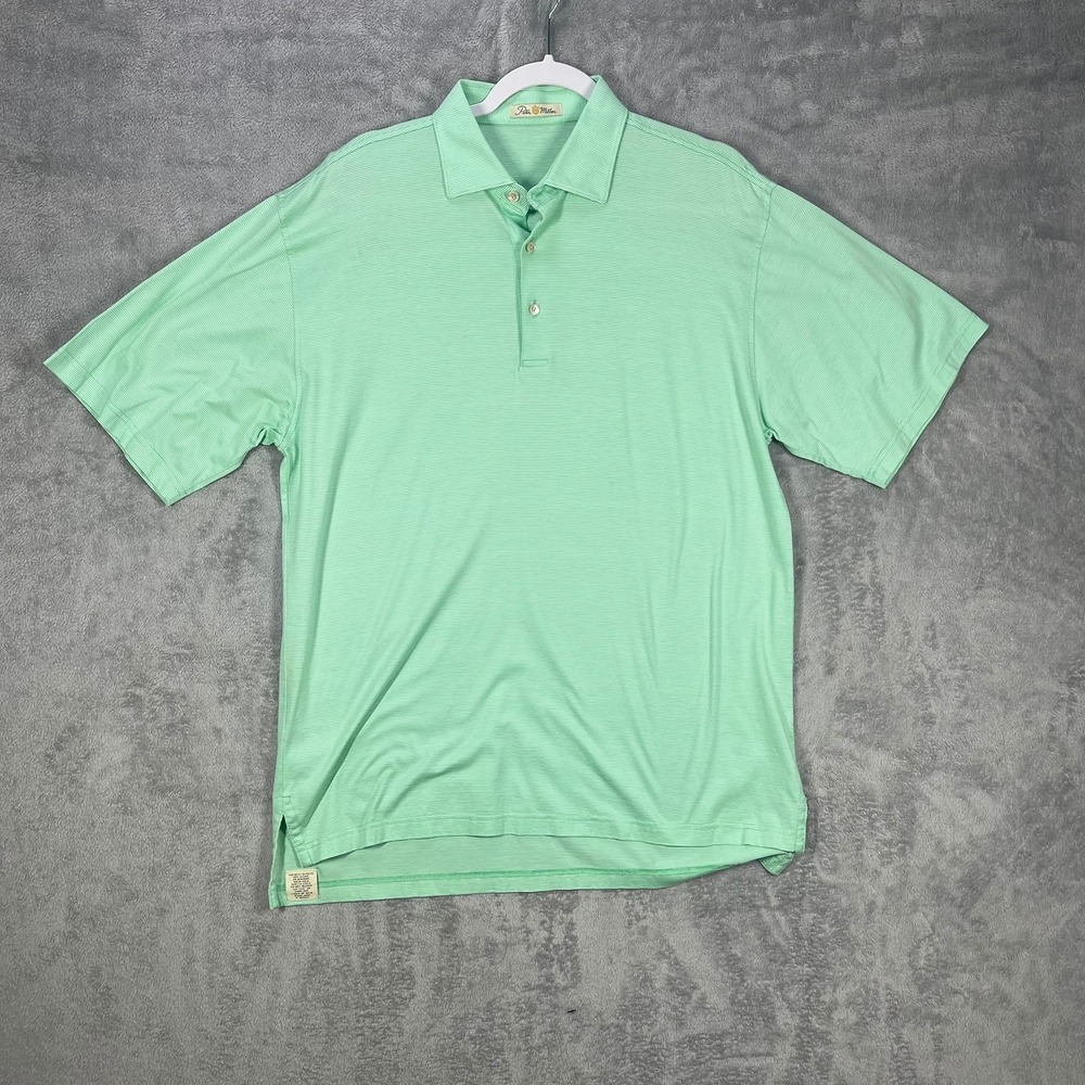 Vintage Y2K Peter Millar Polo Mens M Green Stripe Mercerized Cotton Korea